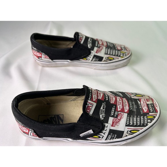 Vans‎ Classic Slip-On All-Over Graphic Sticker Print Sneakers Men 8.5  Women 10 - Picture 4 of 12